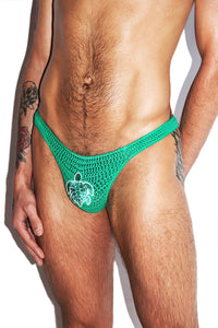 Turtle Shell Crochet Bikini Brief- Green