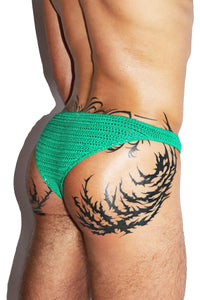 Turtle Shell Crochet Bikini Brief- Green