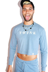 Twink Vintage Long Sleeve Crop Tee- Blue