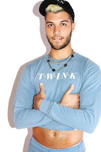 Twink Vintage Long Sleeve Crop Tee- Blue