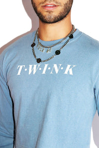 Twink Vintage Long Sleeve Crop Tee- Blue