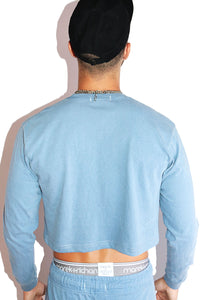 Twink Vintage Long Sleeve Crop Tee- Blue