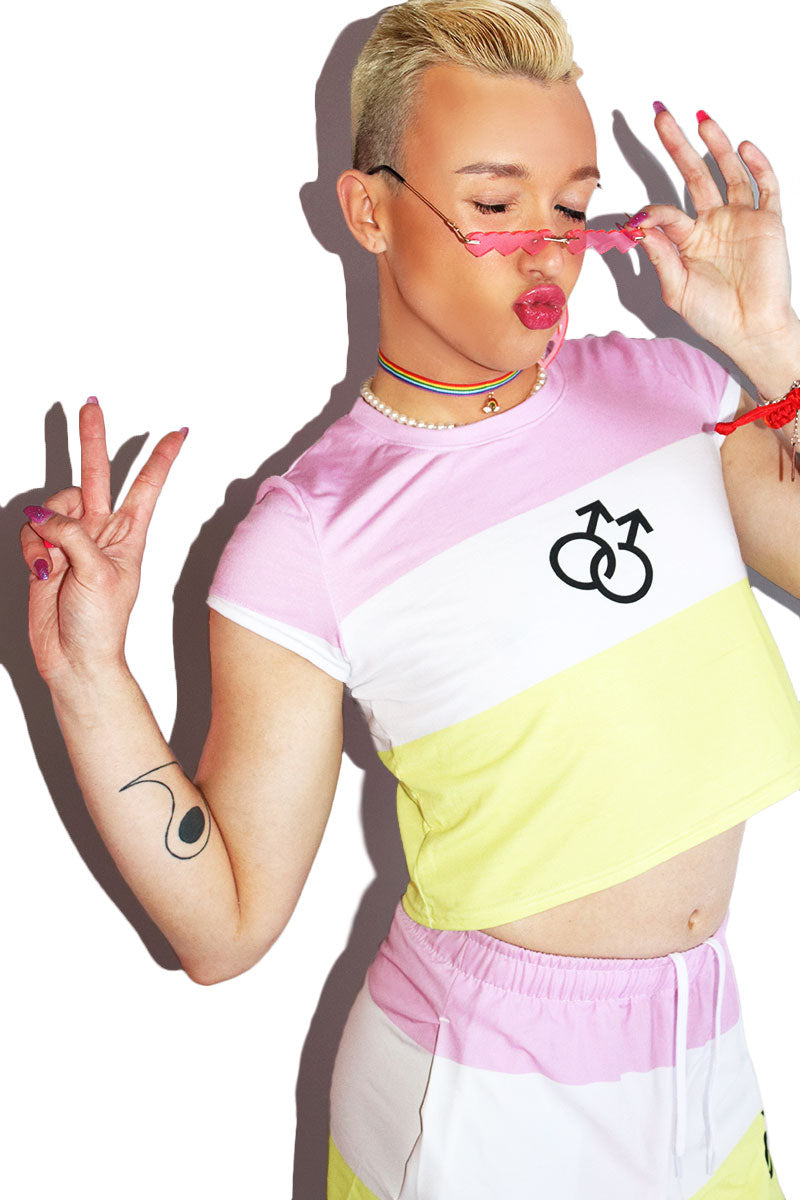 Twink Flag Fitted Crop Tee- Pink