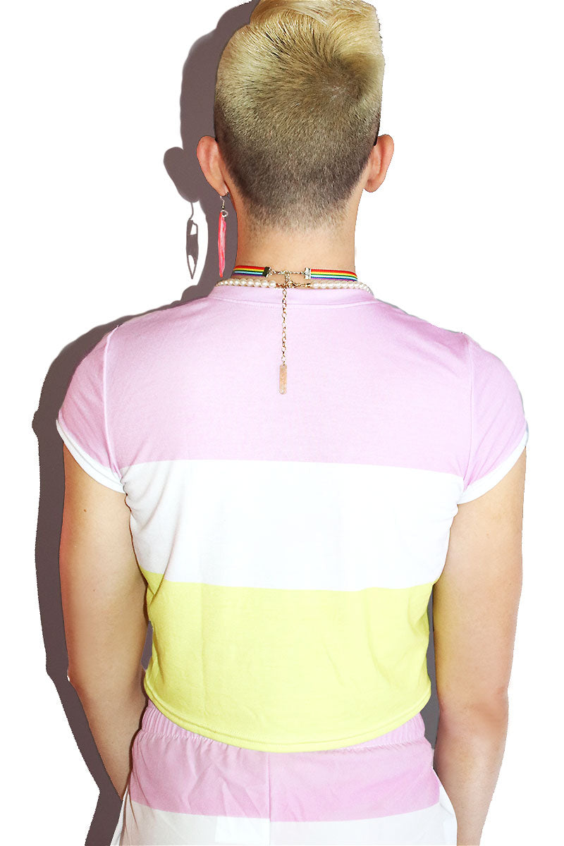 Twink Flag Fitted Crop Tee- Pink