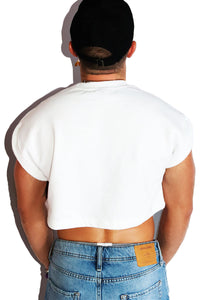 Unicorn Short Sleeve Crop Sweatshirt- White