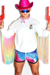 Unicorn Rainbow Fringe Sweatshirt- White