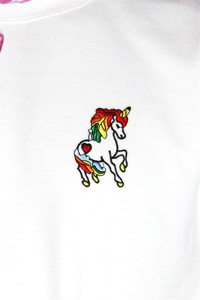 Unicorn Rainbow Fringe Sweatshirt- White
