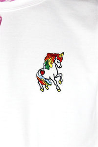 Unicorn Rainbow Fringe Sweatshirt- White