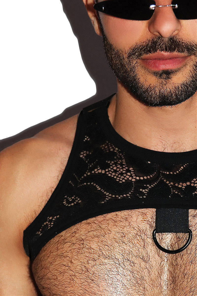 Hidden Desire Lace Tank Harness- Black