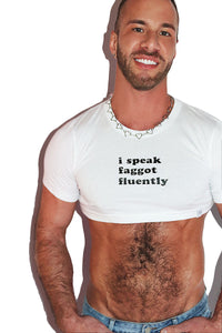 Faggot Fluently Extreme Crop Tee-White