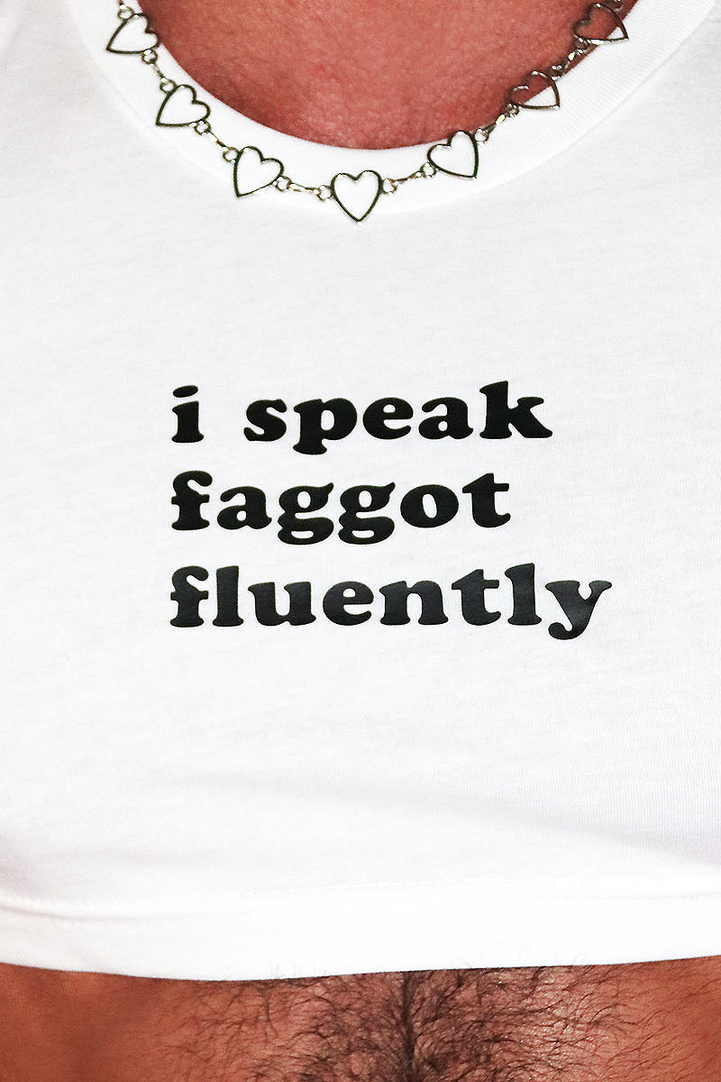 Faggot Fluently Extreme Crop Tee-White