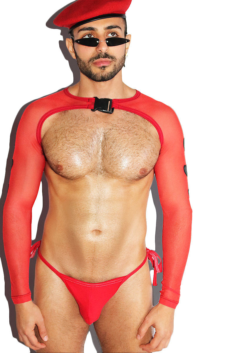 Eros Hearts Buckle Arm Guard Harness- Red