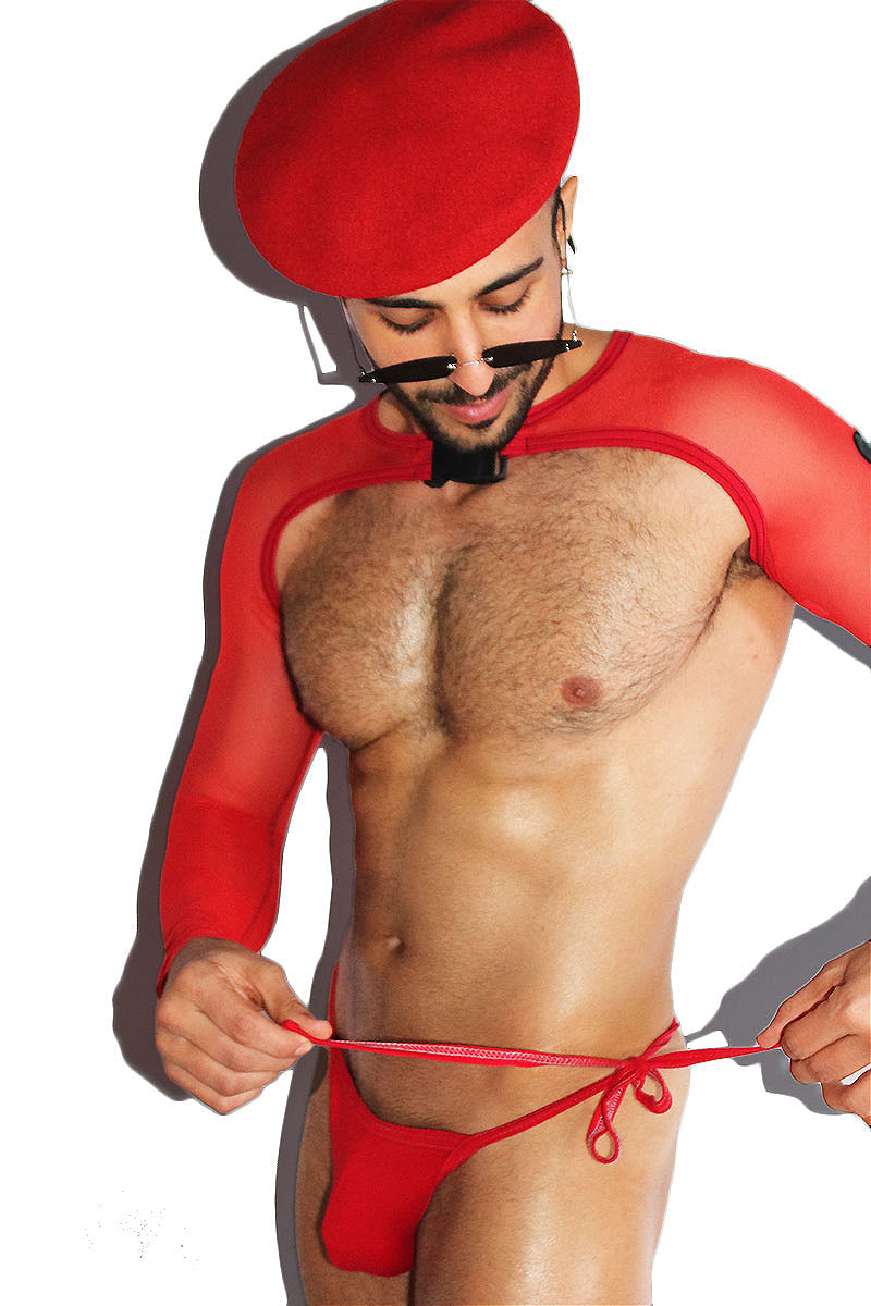 Eros Hearts Buckle Arm Guard Harness- Red