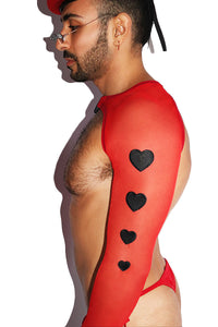Eros Hearts Buckle Arm Guard Harness- Red