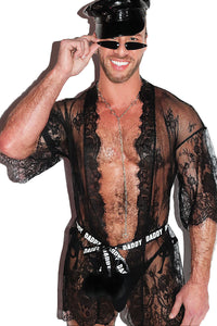 Daddy Lace Lounge Robe-Black