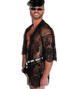 Daddy Lace Lounge Robe-Black