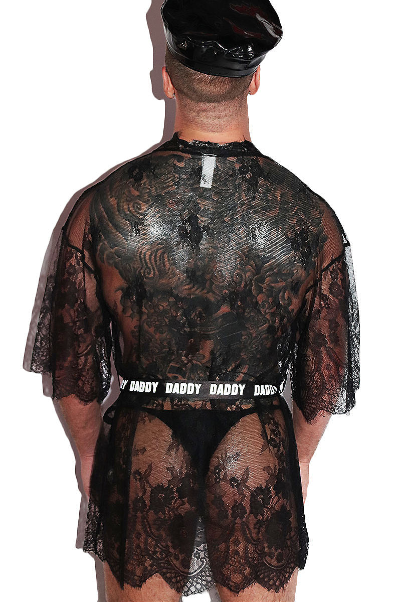 Daddy Lace Lounge Robe-Black