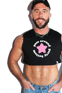 Pass Around Party Bottom Extreme Crop Tank-Black