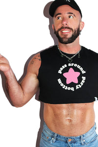 Pass Around Party Bottom Extreme Crop Tank-Black