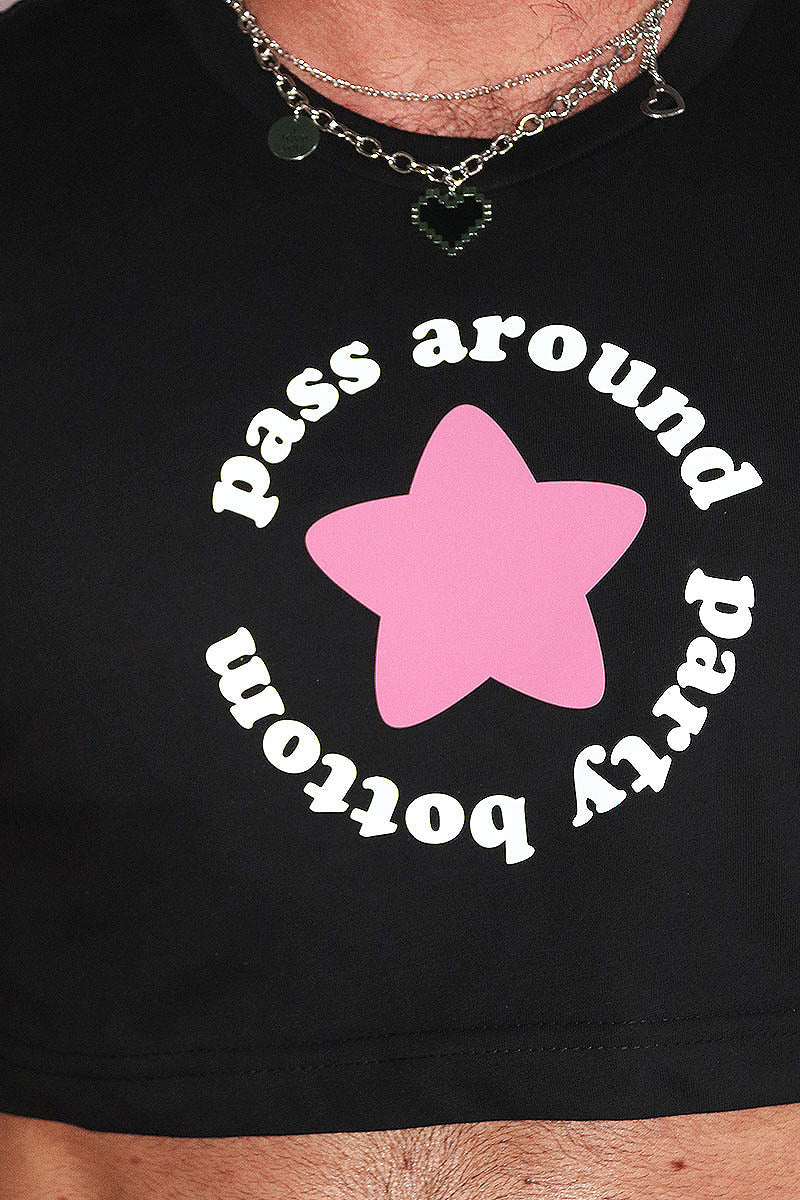 Pass Around Party Bottom Extreme Crop Tank-Black