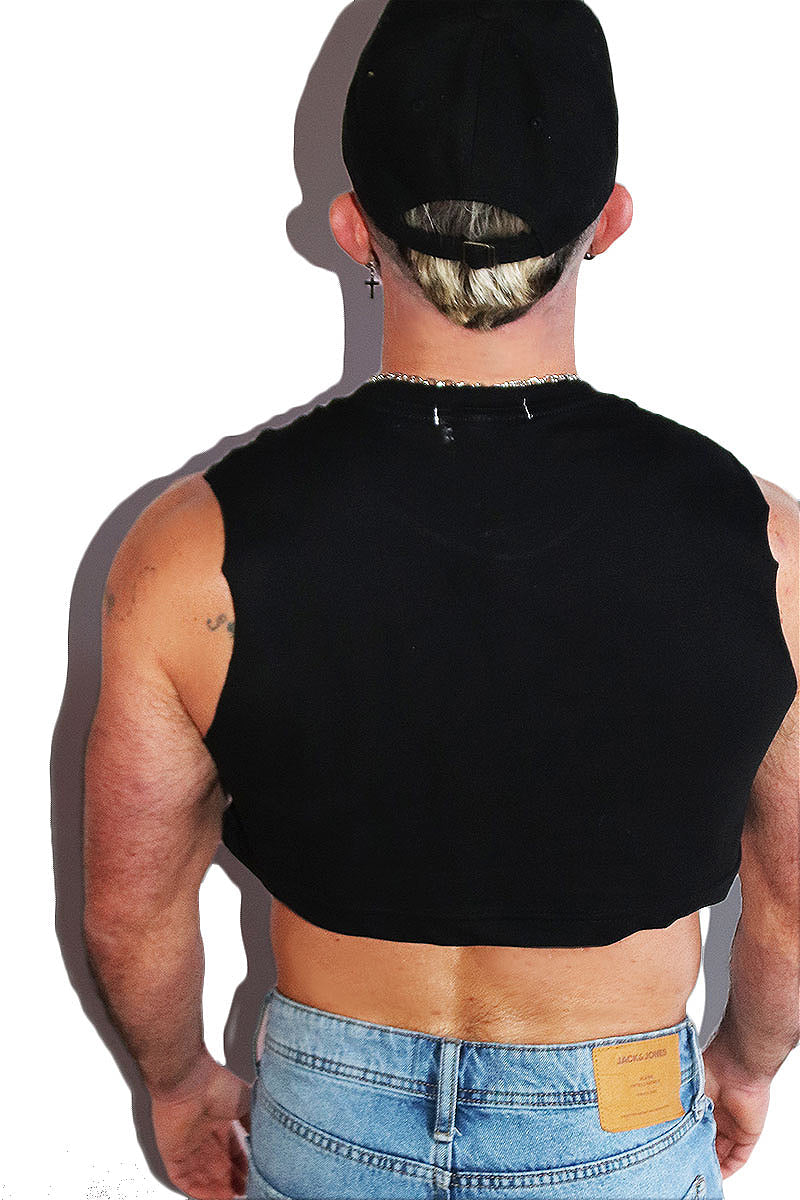 Pass Around Party Bottom Extreme Crop Tank-Black