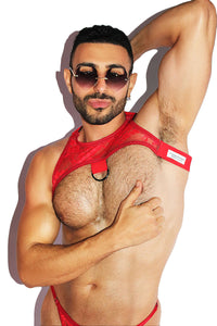 Hidden Desire Lace Tank Harness- Red