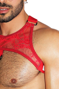 Hidden Desire Lace Tank Harness- Red