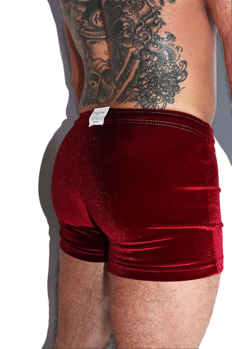 Pom Pom Velvet Booty Shorts- Burgandy – Marek+Richard