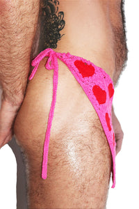 Love Crochet Handkerchief Thong  - Pink