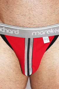 Match Maker Mesh Stripe Jockstrap- Red