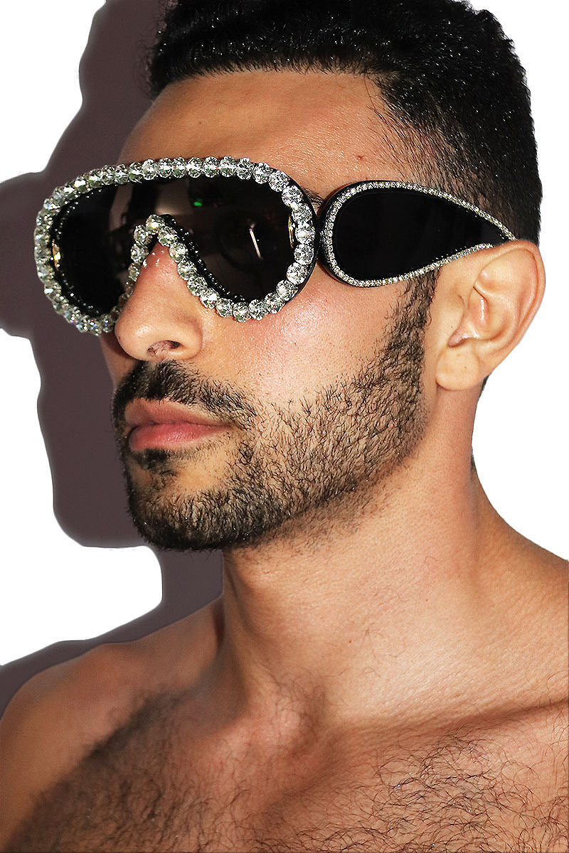 Blinded By Love Rhinestone Sunglasses- Silver