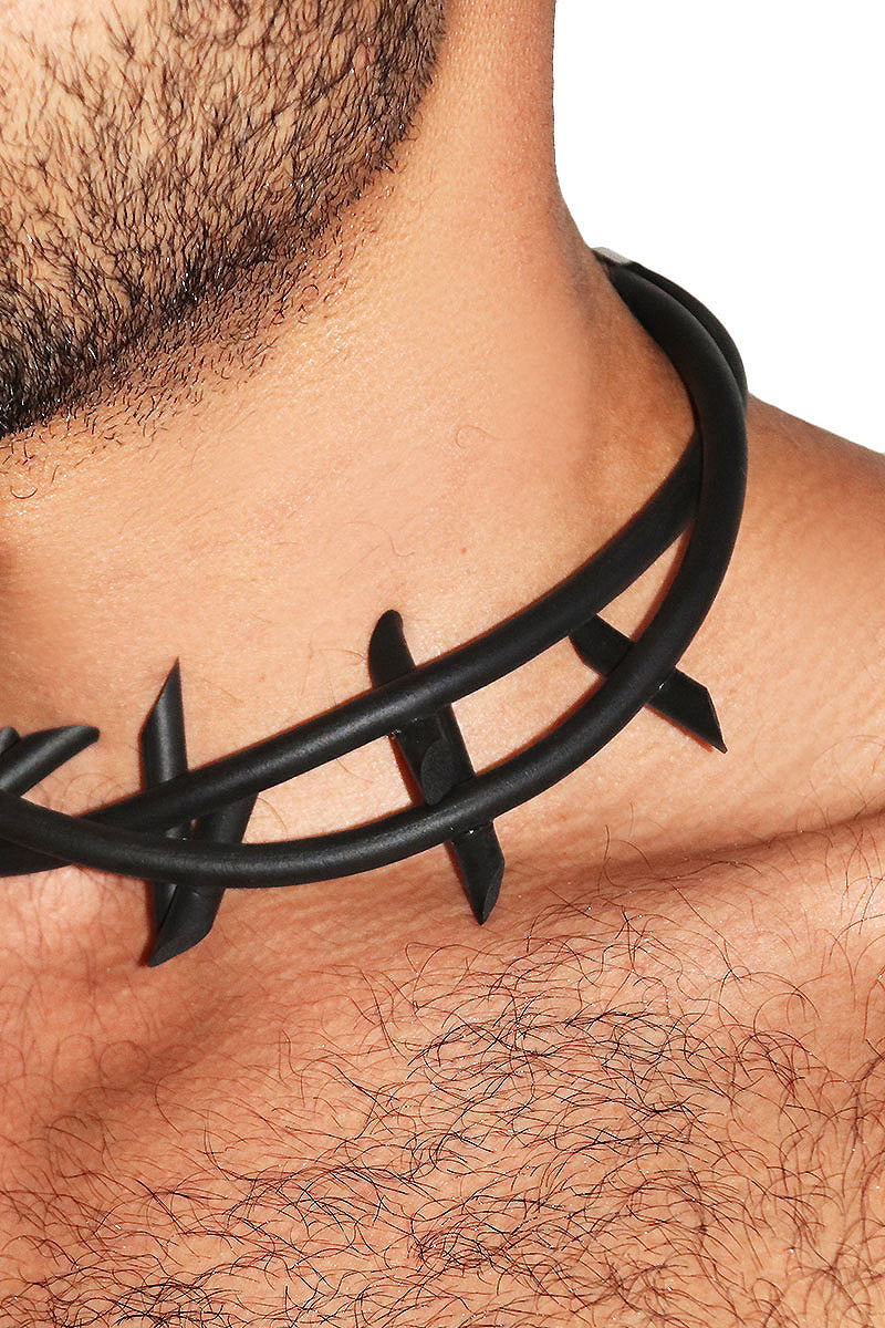Thick Barb Wire Necklace Black