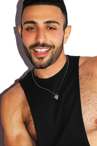 Checkerboard Love Heart Necklace - Black