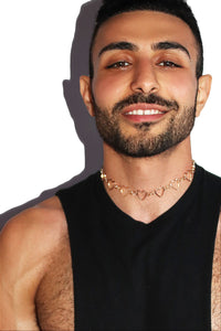 Cutout Heart Chain Choker Necklace - Gold