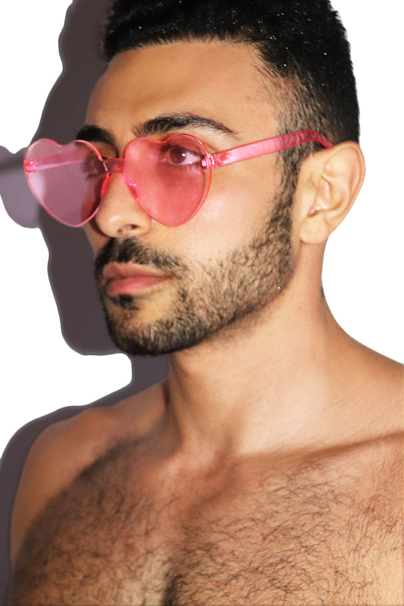 Heart Shape Acrylic Sunglasses- Pink