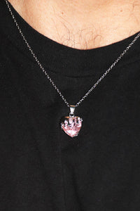 Burning Pendant Heart Necklace - Silver