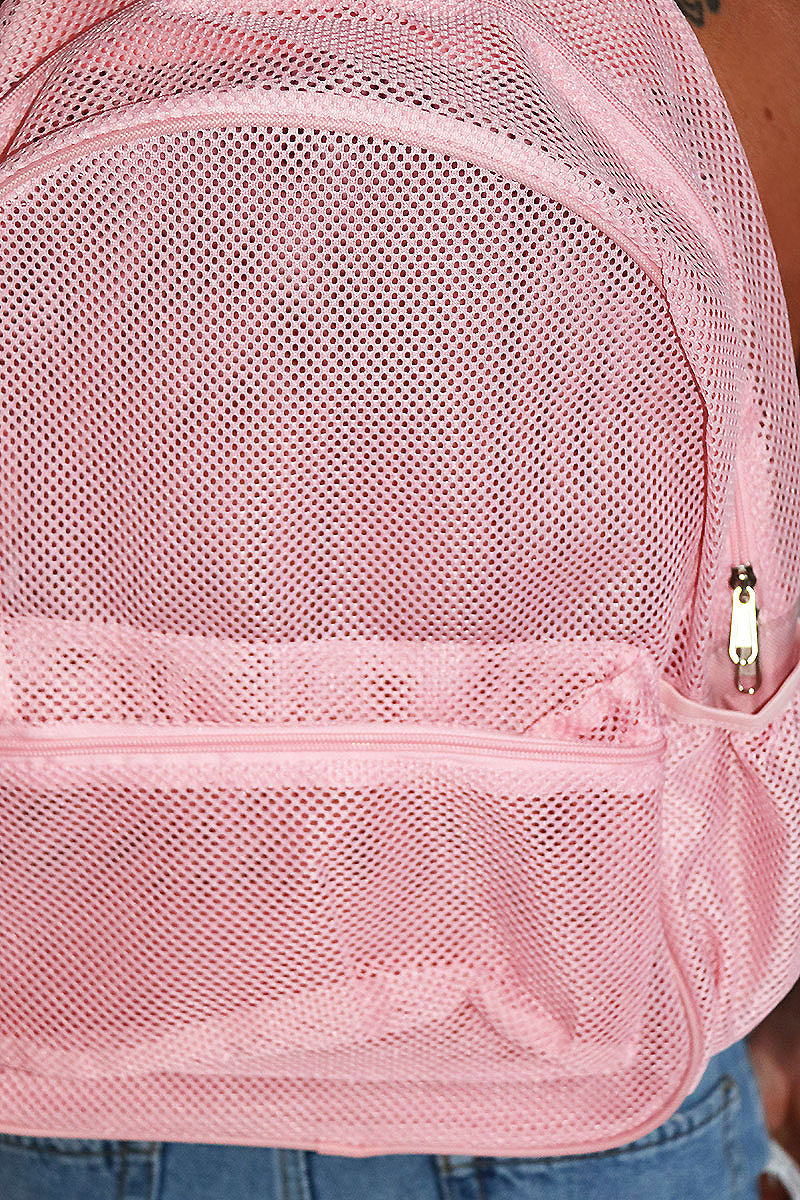 Mesh Backpack Bag-Pink