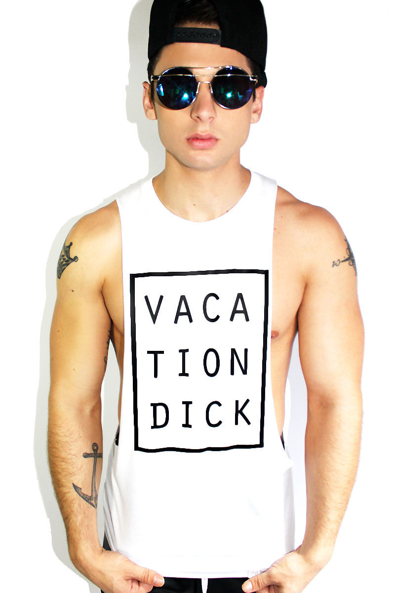 Vacation Dick Low Arm Tank-White