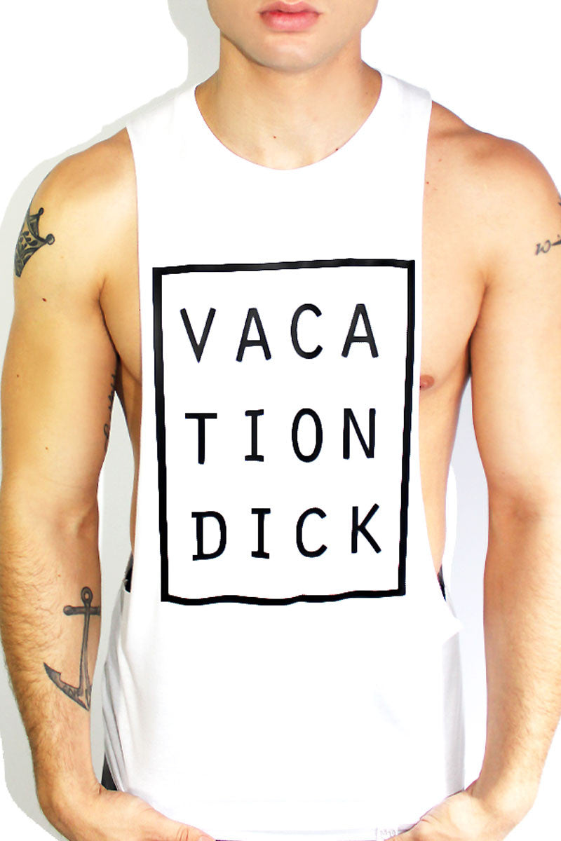 Vacation Dick Low Arm Tank-White