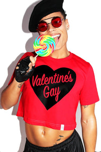 Valentines Gay Crop Tee-Red