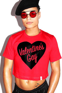 Valentines Gay Crop Tee-Red