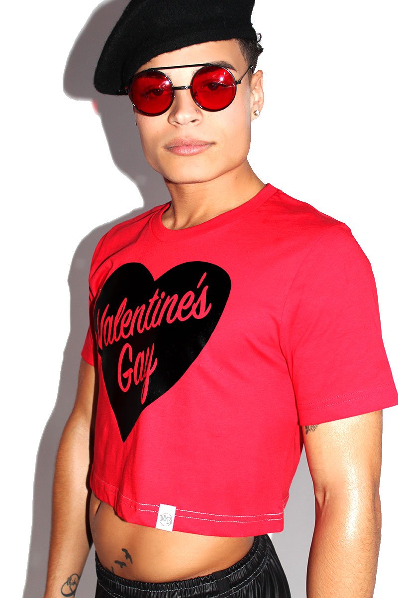 Valentines Gay Crop Tee-Red