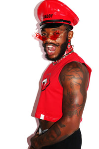 Vampire Fangs Crop Tank-Red