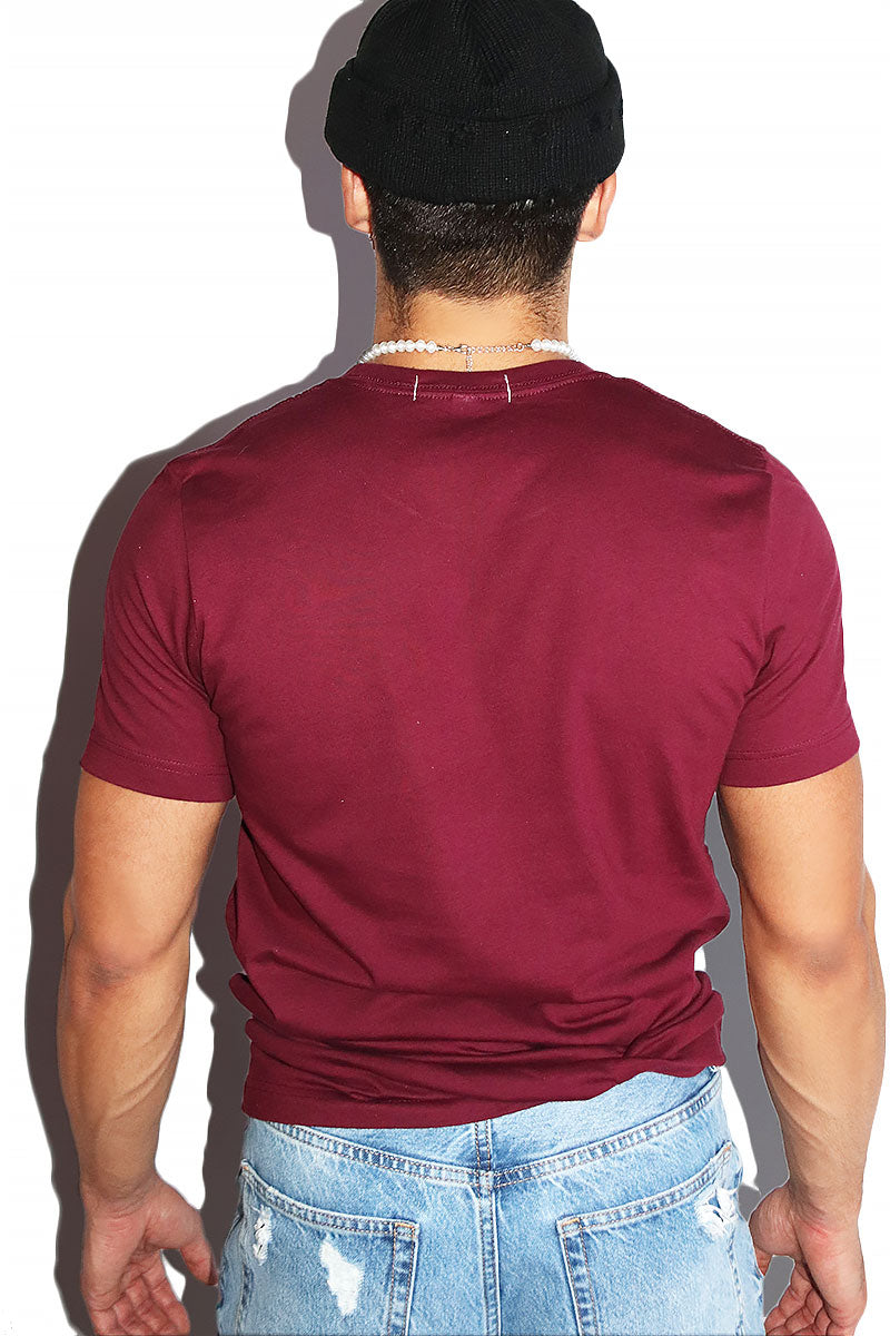 Vampire Teeth Cutout Tee-Burgandy