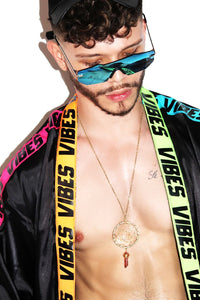 Electric Vibes Lounge Robe-Black