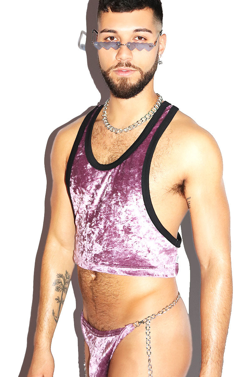 Lilac Crush Velvet Crop Racerback Tank- Purple