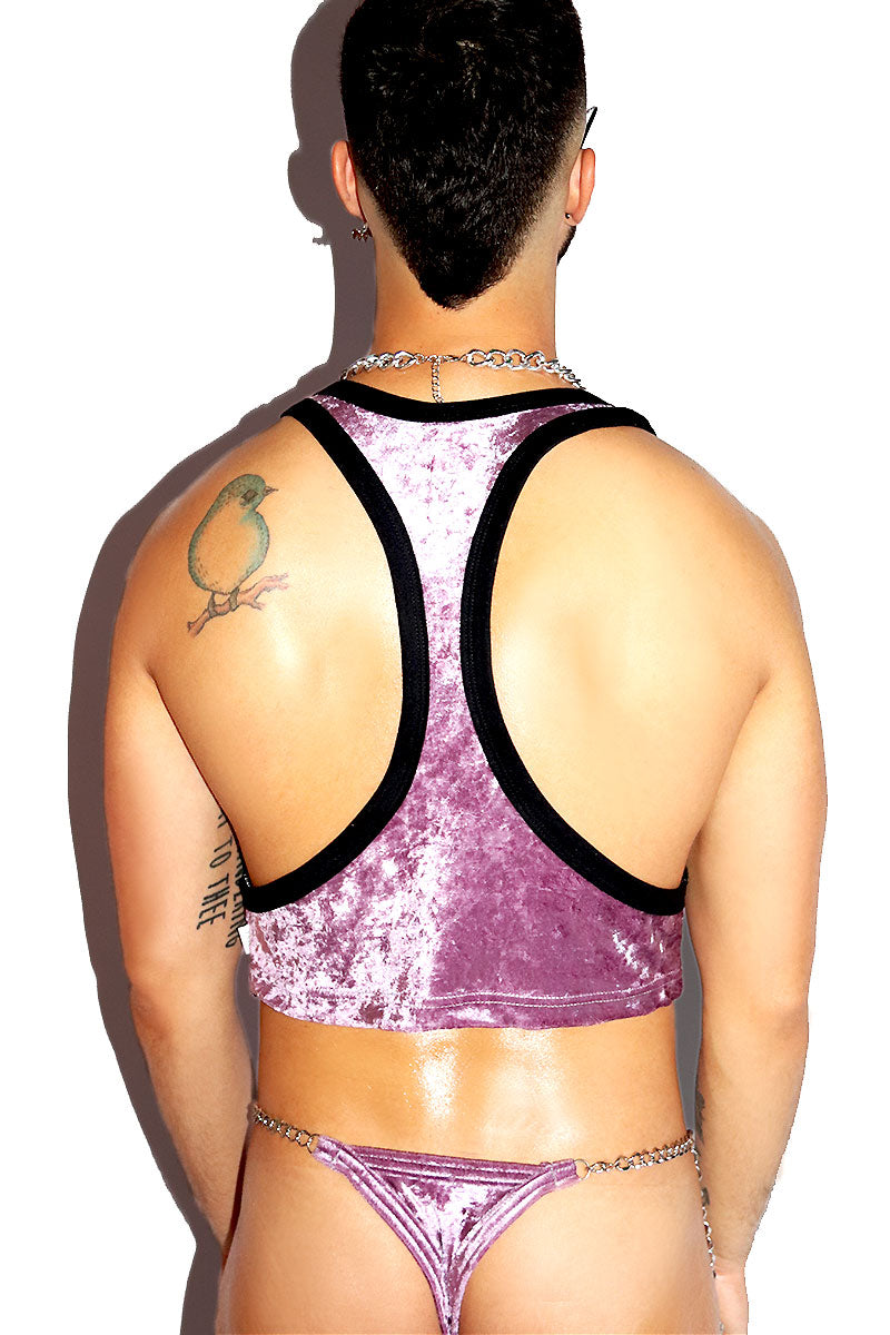Lilac Crush Velvet Crop Racerback Tank- Purple