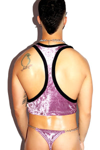 Lilac Crush Velvet Crop Racerback Tank- Purple