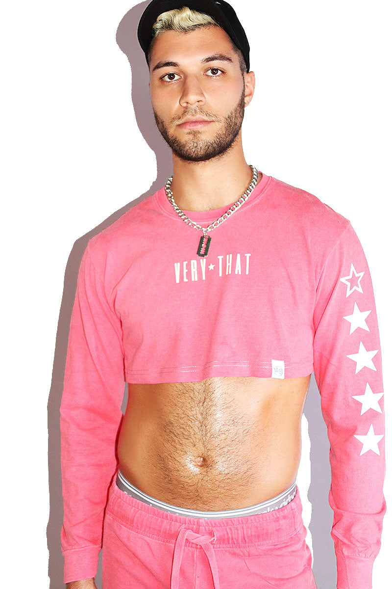Very That Vintage Long Sleeve Extreme Crop Tee- Red