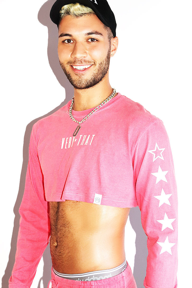 Very That Vintage Long Sleeve Extreme Crop Tee- Red